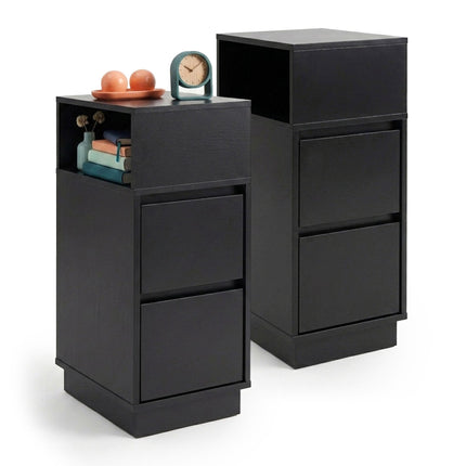 Compact MDF Bedside Table Set with Drawers, 64x24x30 cm