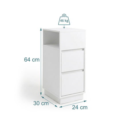 Compact MDF Bedside Table Set with Drawers, 64x24x30 cm