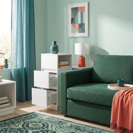 Compact MDF Bedside Table Set with Drawers, 64x24x30 cm