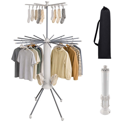 Compact Rotary Clothes Airer with 16 Extendable Rods