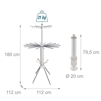 Compact Rotary Clothes Airer with 16 Extendable Rods