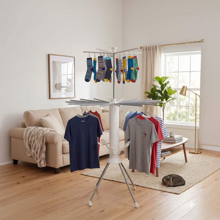 Compact Rotary Clothes Airer with 16 Extendable Rods