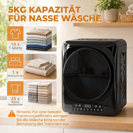 Compact Vented Tumble Dryer, 5kg, 1000W, Black