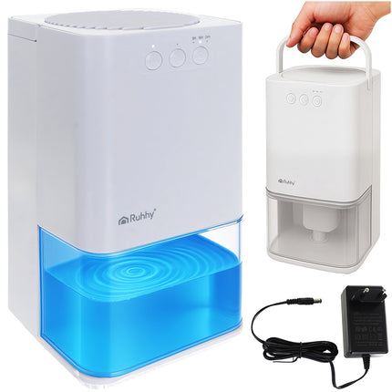 Compact White Dehumidifier, 1400ml, Quiet, Energy-Efficient