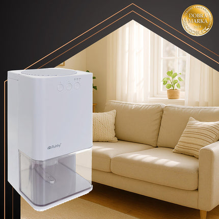 Compact White Dehumidifier, 1400ml, Quiet, Energy-Efficient