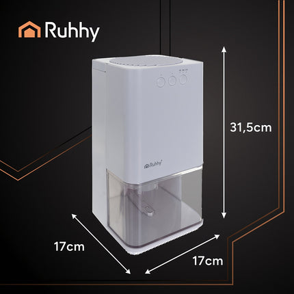 Compact White Dehumidifier, 1400ml, Quiet, Energy-Efficient