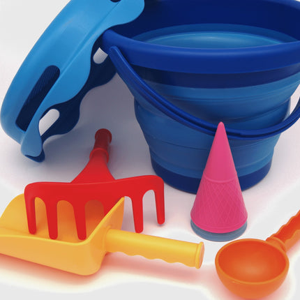 Compactoys Beach Bucket With Sandbox Toys 7 In 1, Blue