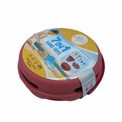 Compactoys Beach Bucket With Sandbox Toys 7 In 1, Red