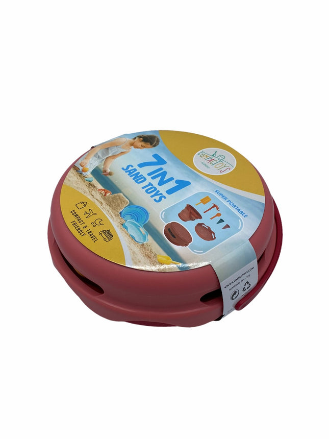 Compactoys Beach Bucket With Sandbox Toys 7 In 1, Red