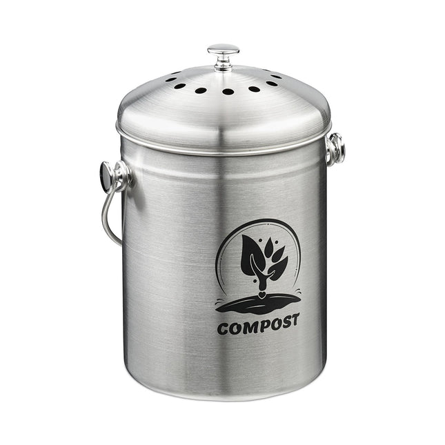 Compostbak, 5L roestvrij staal met filter