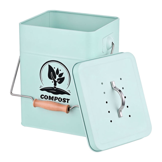 Compostbak, 6 liter, keukenbak met geurfilterdeksel