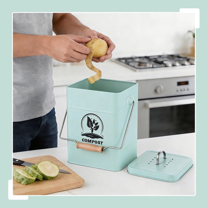 Compost Bin, 6L Kitchen Caddy With Odour Filter Lid