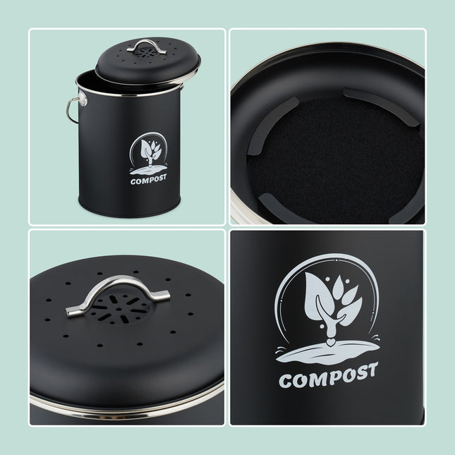 Compostbak met geurfilter, inhoud 5,5 liter