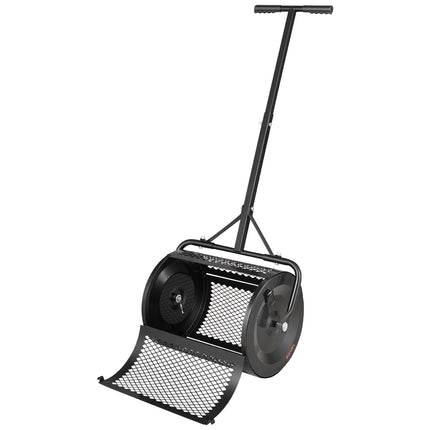Compost Spreader 42 cm, Adjustable Handle Steel Roller