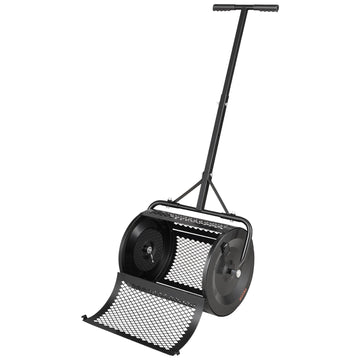 Compost Spreader 42 cm, Adjustable Handle Steel Roller