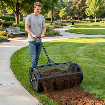 Compost Spreader Roller, 36 in, Push-Tow, Adjustable