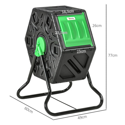 Rotating 65L plastic composter - weatherproof with ventilation