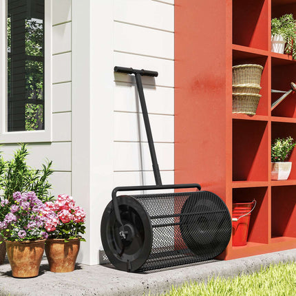 Compost spreader 300L with T-handle for lawn
