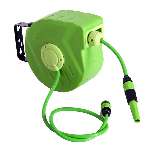 Automatic air hose reel, 11M, 180° rotatable, green