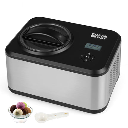 Compressor Ice Cream Maker 1.5L, Stainless Steel, LCD Timer