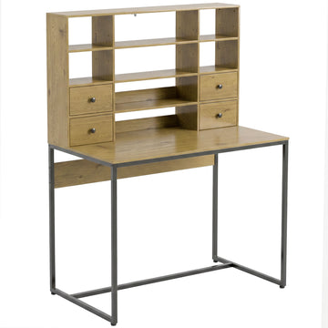 Computerbureau 105 cm met 4 lades en planken, naturel
