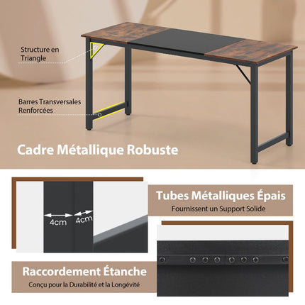 Computer Desk 160 x 60 cm, Metal Frame, Industrial
