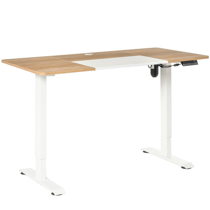 Height adjustable electric standing desk - metal frame, natural & white