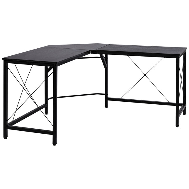 L-shaped corner desk, black MDF, 150x150x76 cm