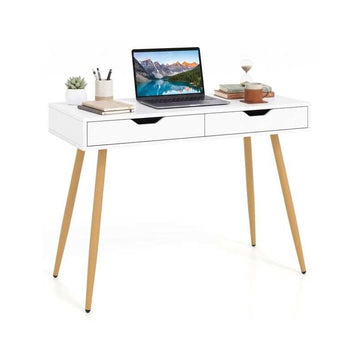 Computer Desk with 2 Drawers, 108 x 48 cm Writing Study Desk, White