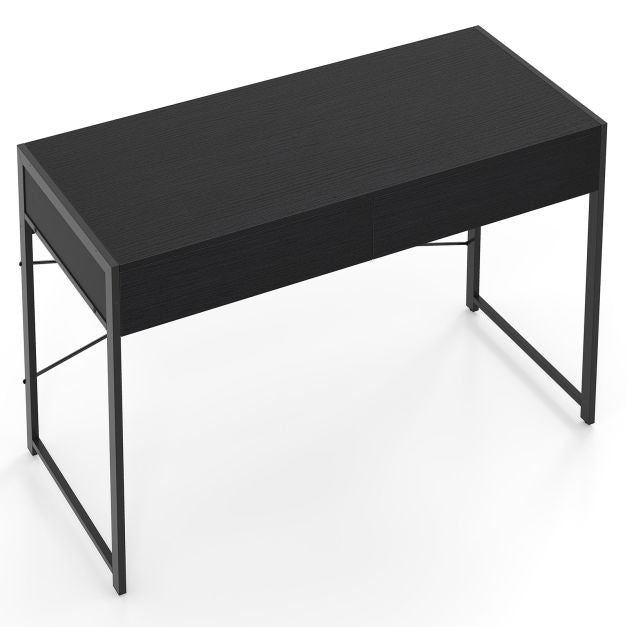 Computer Desk with 2 Drawers, Metal Frame, 111x48 cm