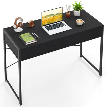 Computer Desk with 2 Drawers, Metal Frame, 111x48 cm