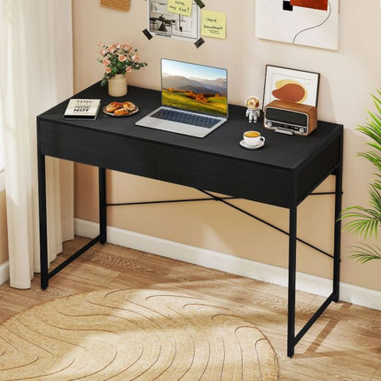 Computer Desk with 2 Drawers, Metal Frame, 111x48 cm