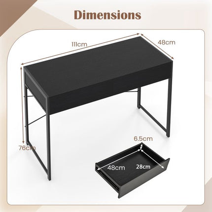 Computer Desk with 2 Drawers, Metal Frame, 111x48 cm