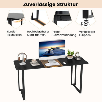 Computer Desk with Metal Frame, 160x60 cm, Brown