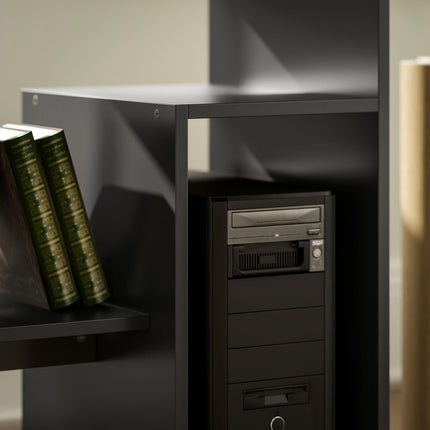 Office table with shelves, black, 80x45x75 cm