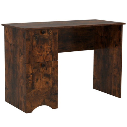 Computer table with 2 drawers, desk, robust gaming table, dressing table, laptop table, brown