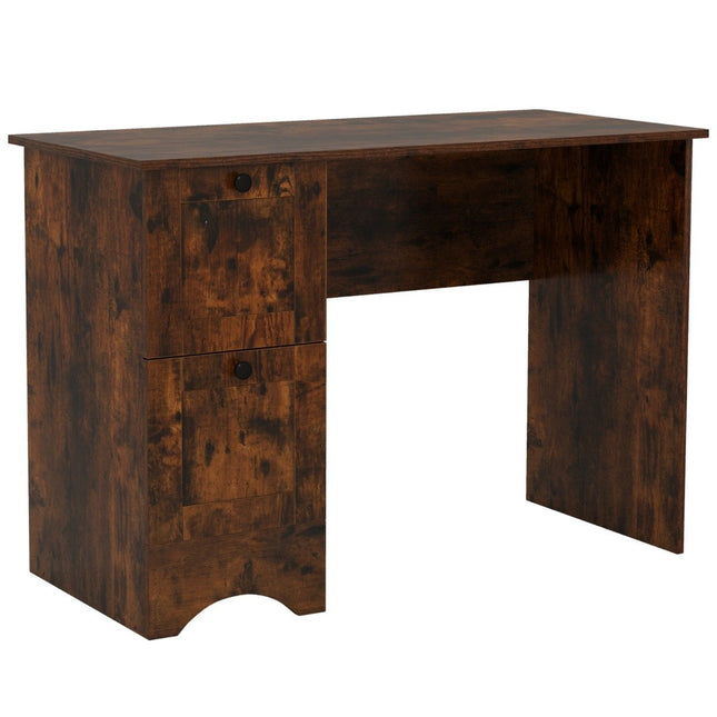 Computer table with 2 drawers, desk, robust gaming table, dressing table, laptop table, brown