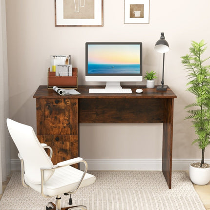 Computer table with 2 drawers, desk, robust gaming table, dressing table, laptop table, brown