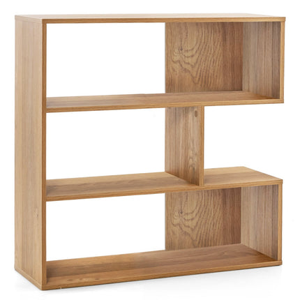 Concave 3-Tier Wood Bookshelf with Anti-Tip, Natural