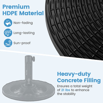 Concrete Patio Umbrella Base, Rattan Pattern, 21 lbs, Black