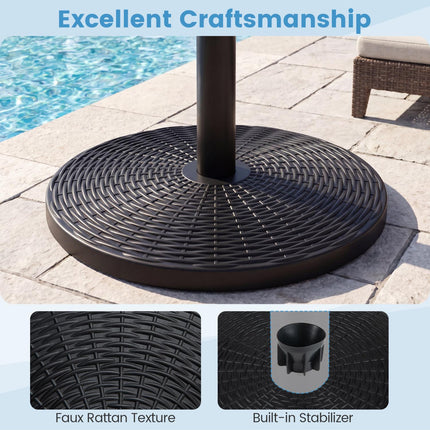 Concrete Patio Umbrella Base, Rattan Pattern, 21 lbs, Black