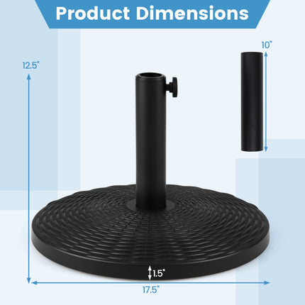 Concrete Patio Umbrella Base, Rattan Pattern, 21 lbs, Black