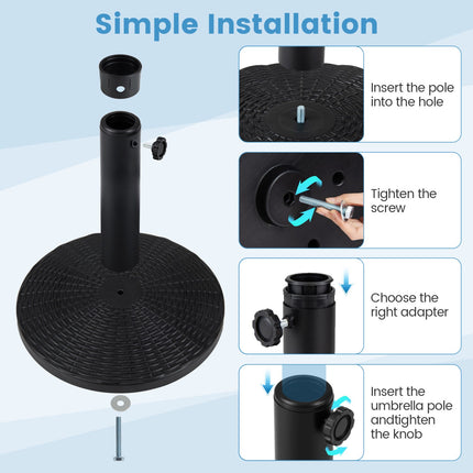 Concrete Patio Umbrella Base, Rattan Pattern, 21 lbs, Black