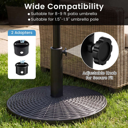 Concrete Patio Umbrella Base, Rattan Pattern, 21 lbs, Black