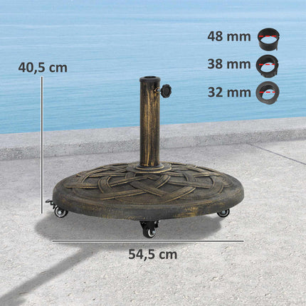 Concrete Umbrella Stand with Wheels, Fits 32/38/48mm Poles