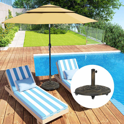 Concrete Umbrella Stand with Wheels, Fits 32/38/48mm Poles