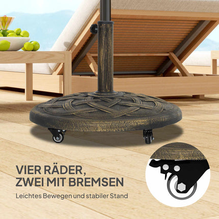 Concrete Umbrella Stand with Wheels, Fits 32/38/48mm Poles