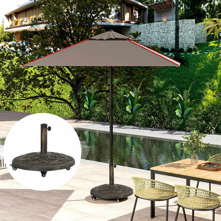Concrete Umbrella Stand with Wheels, Fits 32/38/48mm Poles