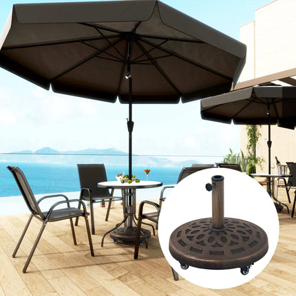 Concrete Umbrella Stand with Wheels, Fits 32-48mm Poles