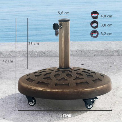 Concrete Umbrella Stand with Wheels, Fits 32-48mm Poles